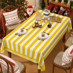 nappe rayée jaune blanche moderne imperméable lavable machine réutilisable extérieur mariages fêtes