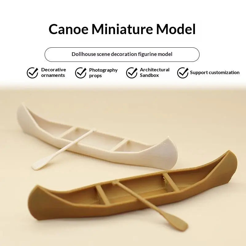 décoration maison miniature canoës pagaies bois texturé décoratif rivière sable paysage