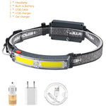 lampe frontale rechargeable led 5w gris noir ceinture ajustable mode pêche étanche 60deg modernisée