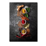 décoration murale art culinaire herbes épices condiments toile impression sans cadre vertical