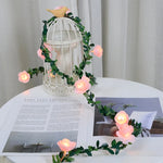 guirlande lumineuse rose feuilles vert festifs decoration mariage noel anniversaire blanc orange