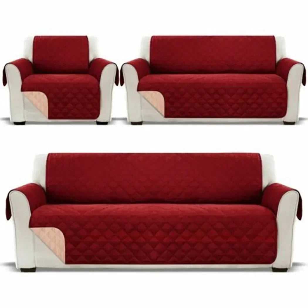 housse canapé marron quiltée réversible anti dérapante 100 polyestère moderne