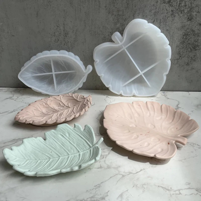 assiettes feuilles relief veines blanc translucides blanches moderne naturel bricolage craft korean