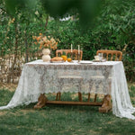 nappe table broderie florale blanc classique fête pâques semi transparente rectangle utilisation quotidienne