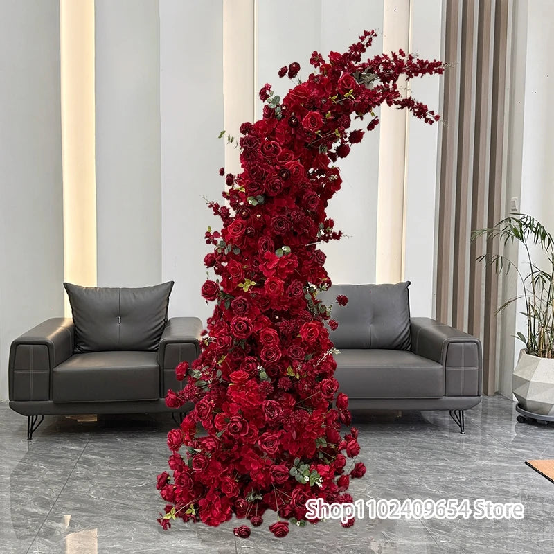 Décoration murale arche fleurs artificielles rouge moderne mariage anniversaire événementiauxextérieur