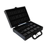 boîte rangement bijoux noir velours pratique poignée 24 compartiments portables cadeaux hommes