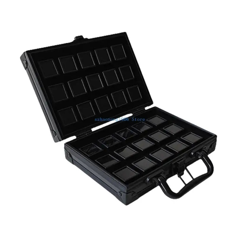boîte rangement bijoux noir velours pratique poignée 24 compartiments portables cadeaux hommes