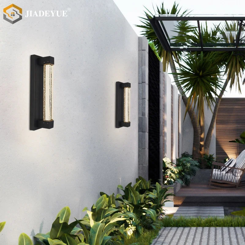 applique murale moderne noire transparente ip65 led éclairage extérieur balcon jardin