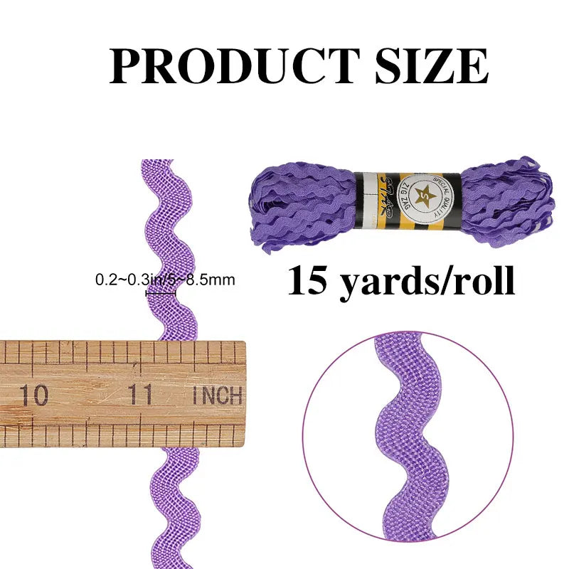 rubans ondulés polyester modernes 15 yards vert violet bleu jaune blanc noir rose