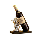 présentoir bouteille ours argenté doré moderne décoration noël vin champagne étiquette florale
