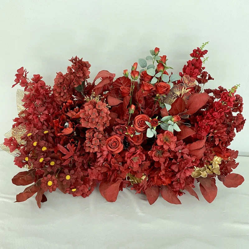 décoration mariage bouquet fleurs artificielles rouge pivoine rose naturel intérieur festive