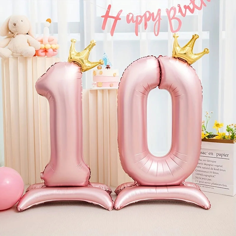 Ballon aluminium rose couronne pour fête