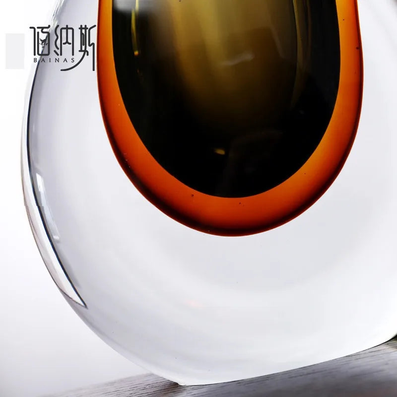 vases decoratifs verre transparent marron bronze orange moderne sculptural