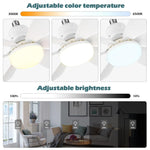 ventilateur led moderne télécommande 40w blanc 52cm fixations vis e27