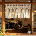rideau crocheté boho chic beige floral franges opalescent main decoration chambrecoration farmhouse decoration