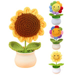fleurs crochet rose jaune marron multicolore pot plastique décoration intérieure ornement créatif enfantin