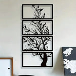 décoration murale moderne tableau noir silhouette arbre branches feuilles opaque salon chambre