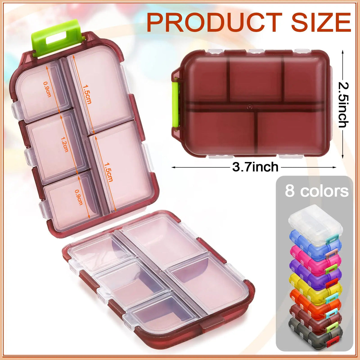 organisateur médicaments portable voyage compartiments boîte pilules semi transparent compact pratique