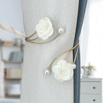 accessoires fenêtre rideau clips roses tissu moderne élégant off white rouge doré