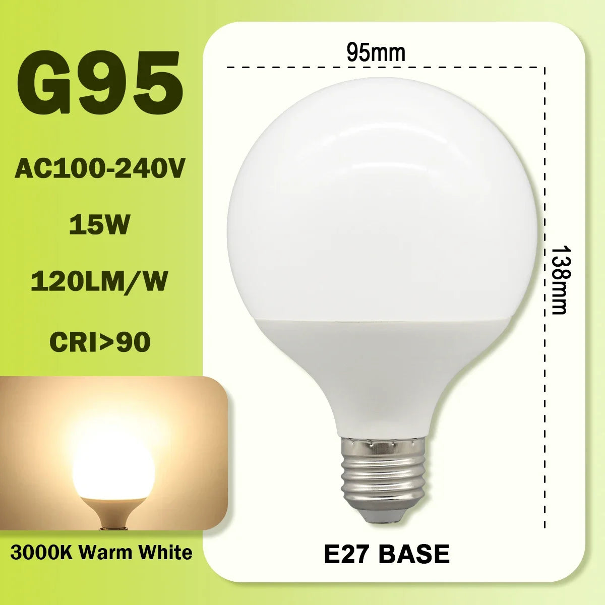 ampoules led blanc modernes e27 80mm 95mm 120mm 10w 15w 18w 270deg translucent