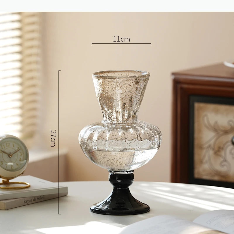 vase transparent classique gravé strié base solide décoration maison fleurs hydroponique