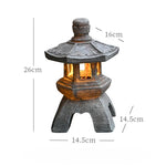 lanternes solaires décoratives japonais traditionnel gris foncé lumiere orangée aspect pierreux zen retro
