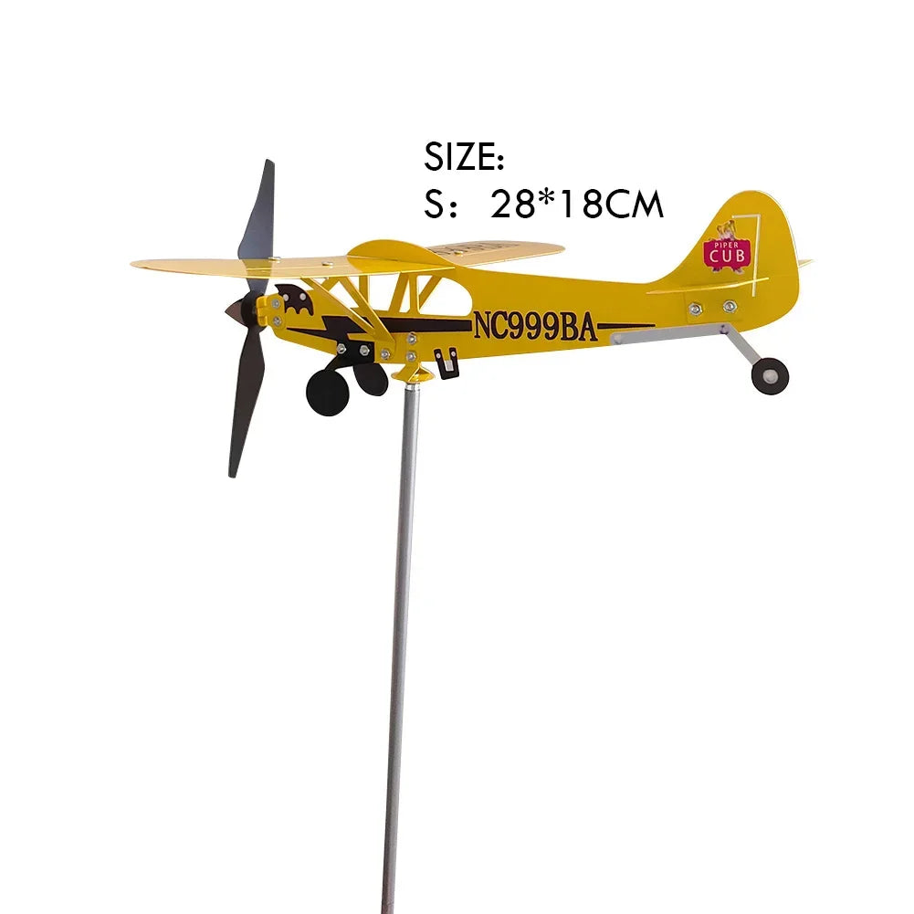 décor extérieur avion métal jaune classique vintage tringle métallique vent souffle jardinextérieur durable météo