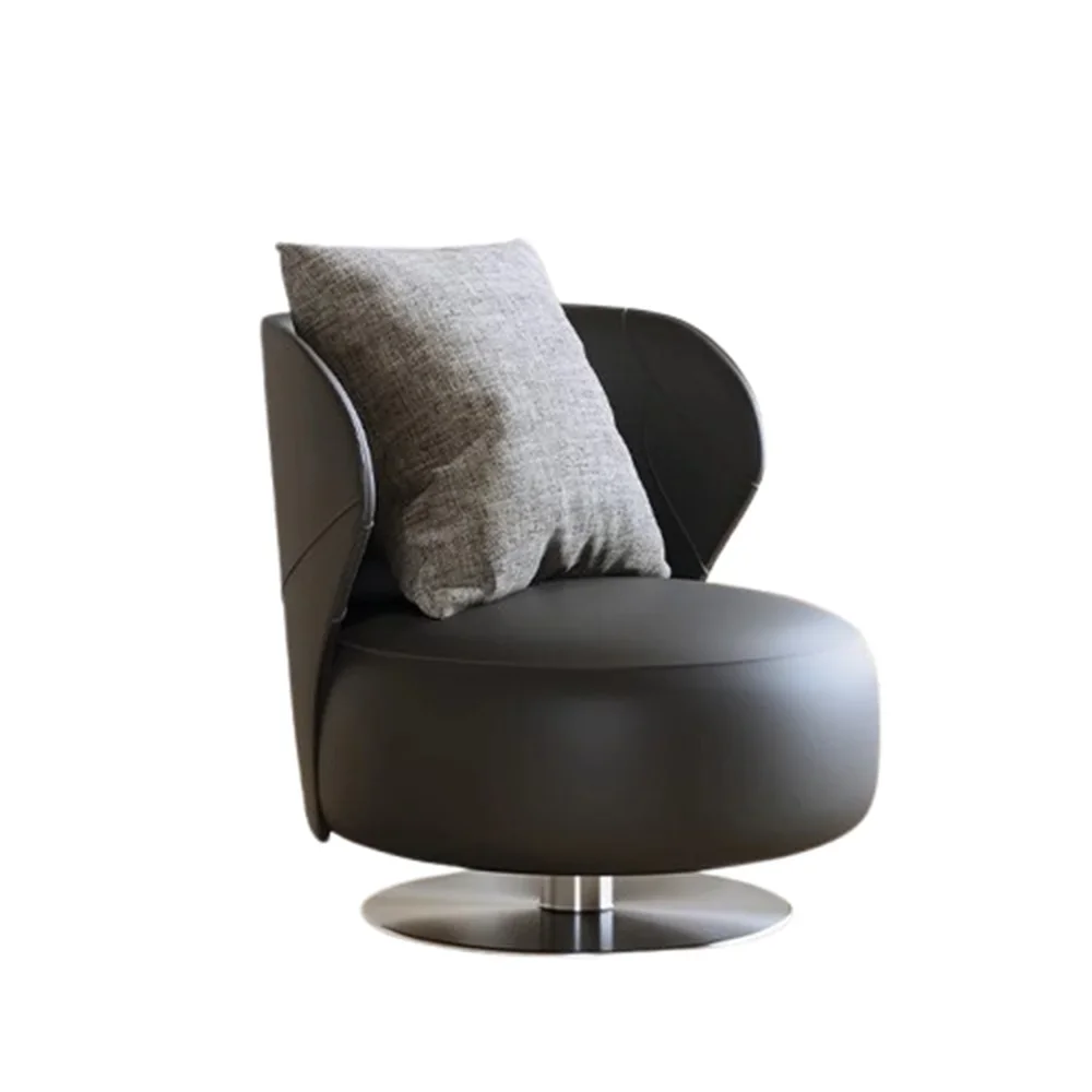fauteuil moderne cuir lisse coussin rotation métal salon maison minimaliste
