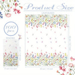 serviettes jetables papier fleurs colorées classiques pack 100pcs blanc rose bleu jaune vert floral