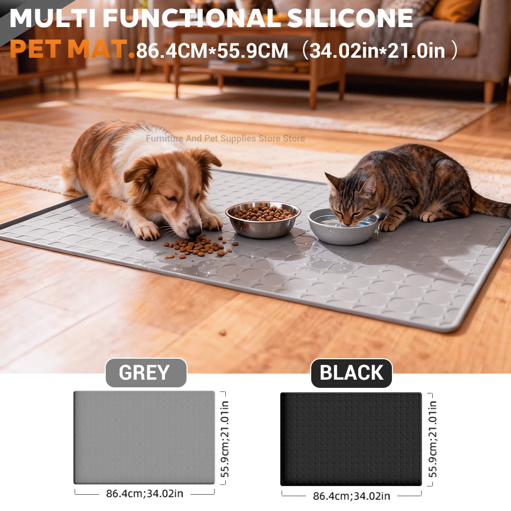 tapis animaux compagnie silicone anti déversement facile nettoyage pliable gris noir modernes