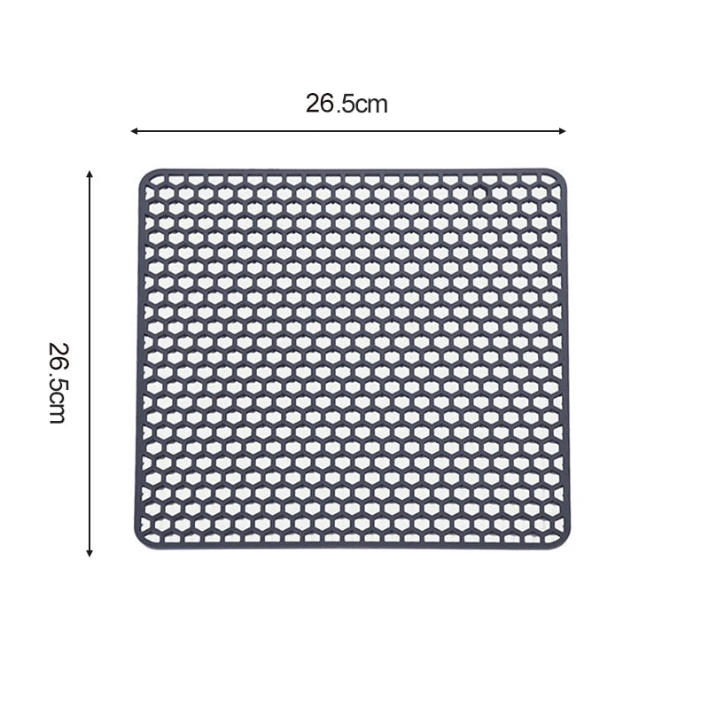tapis protection silicone moderne gris perforations antidérapant cuisine vaisselle fond évier résistance chaleur