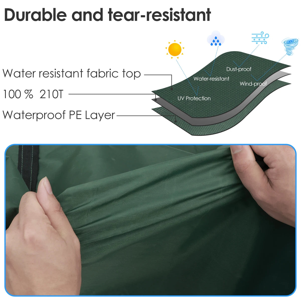 sac rangement extérieur vert foncé imperméable poignées fermeture glissière robuste multifonction pliable anti poussière