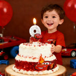bougies anniversaire thème voiture lightning mcqueen blanc rouge paillettes numérotées