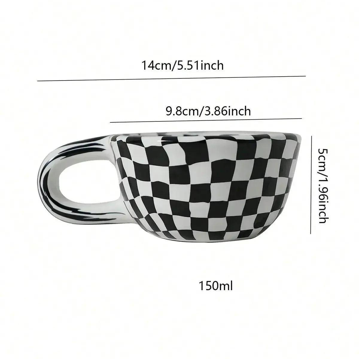 tasses céramique classiques damier noir blanc tasse unique poignée