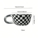 tasses céramique classiques damier noir blanc tasse unique poignée