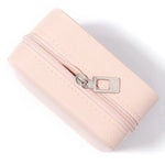 boîte bijoux simili cuir gris rose moderne fermeture éclair rangement bagues pendentifs boucles d'oreilles