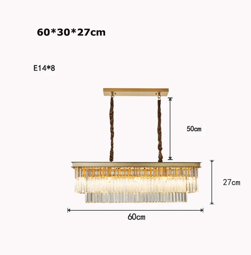 lustre moderne élégant doré transparent prismes géométriques câble led chambre salle mangerhôtel