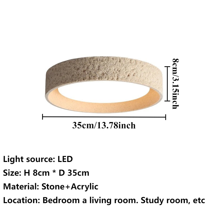 plafonnier led moderne pierre beige gris texture granulée éclairage zen minimaliste 4200k 3000k chambre