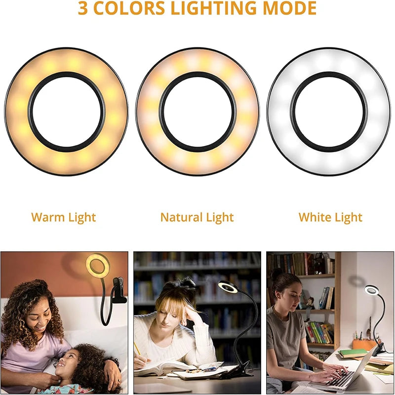 lampe clip flexible 360° noir réglable 10 niveaux luminosité USB