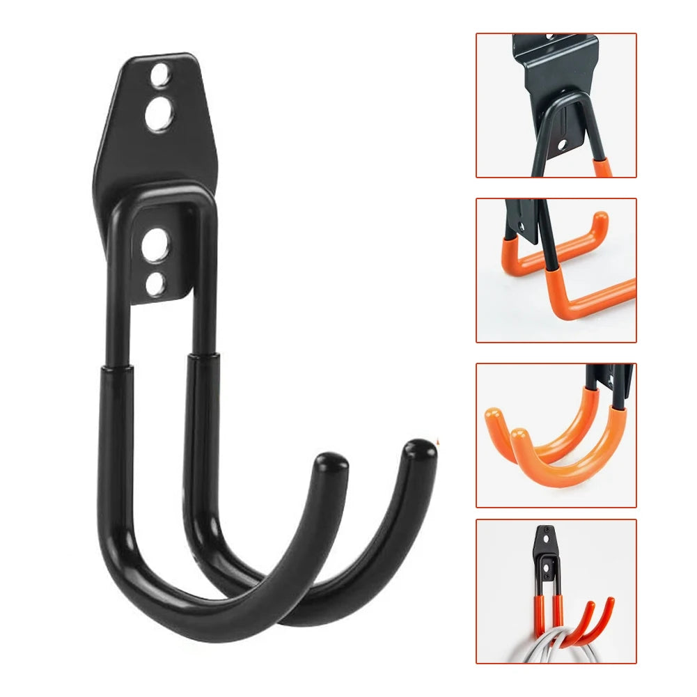crochet mural moderne noir orange fer utilisation multiple outils jardinage pelle