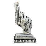 ornements céramique moderne sculpture main pistolet fleur contemporain gothique tatouage floraliaux socle carré