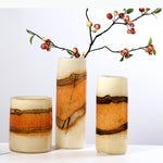vase moderne translucide blanc crème orange marron décoration tablebranches baies texturées