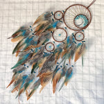 attrape rêves décoration murale plumes ethnique boho chic marron bleu beige gris