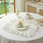 serviettes table classiques coton blanc vert rose jaune beige ruban fini bord rond dimension