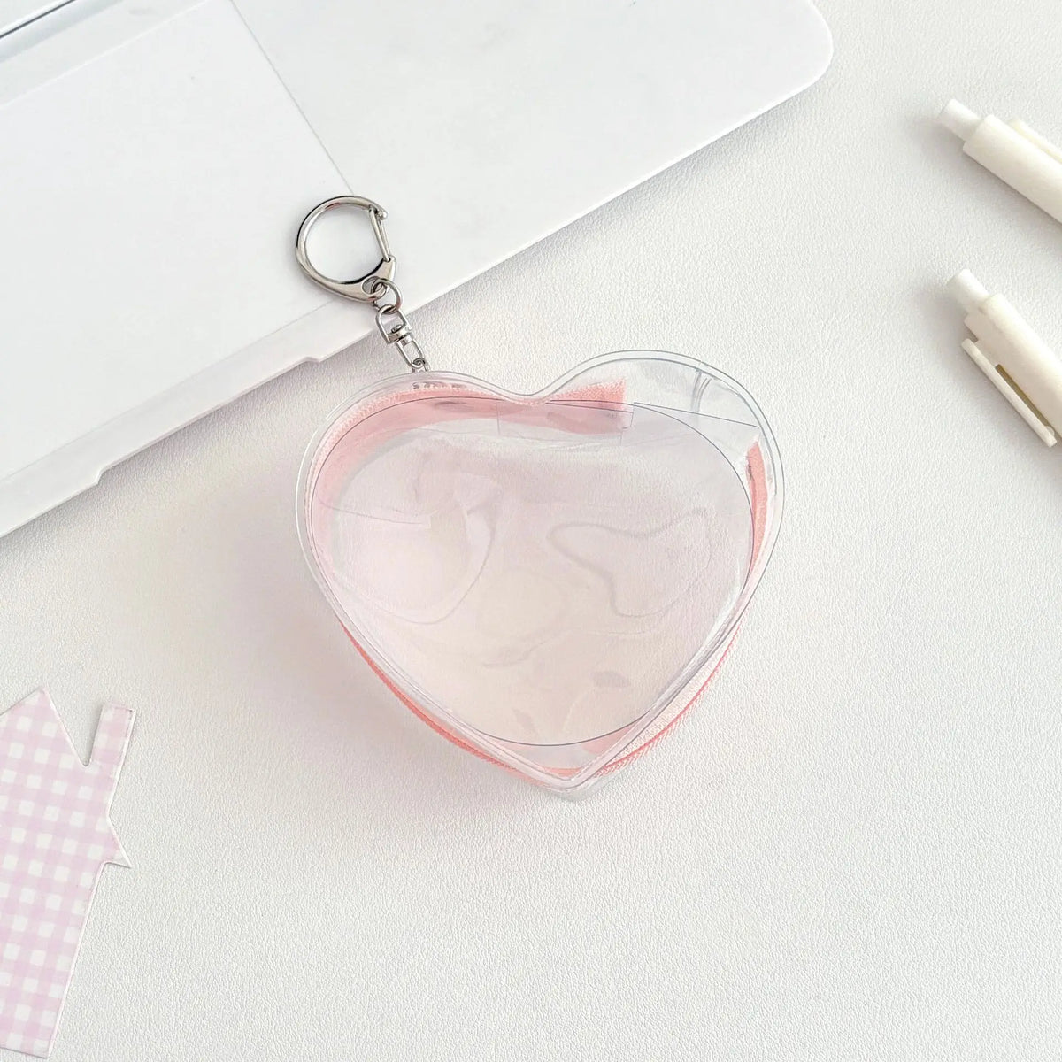 boîte transparente pvc marbrée coeurs plastique anneau métallique rangement poupées couleurs transparentes moderne minimaliste