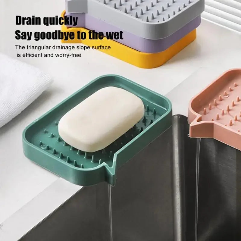 support savon silicone gris rose vert moderne salle bain drainage antidérapant