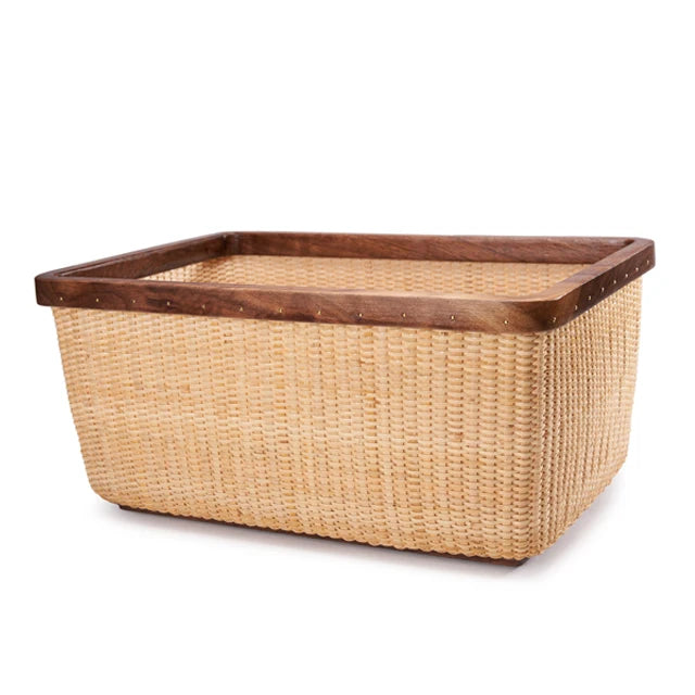 panier rotin tressé beige clair salon cuisine rangement naturel traditionnel respectueux environnement couvercle organisateur