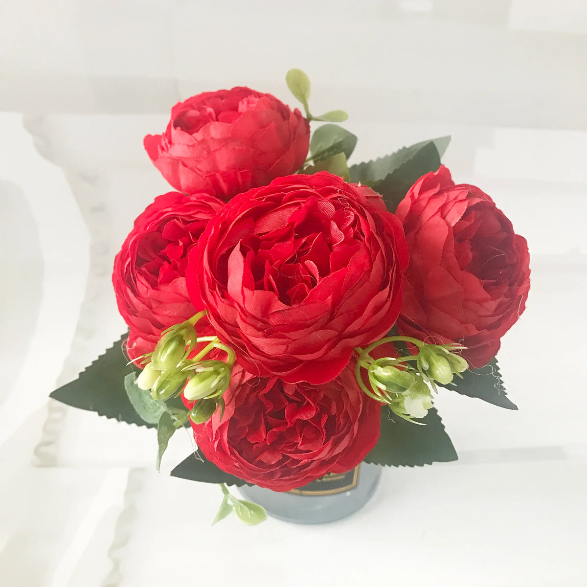 bouquet fleurs artificielles pivoine rose blanches decoration maison mariage anniversaireintérieur