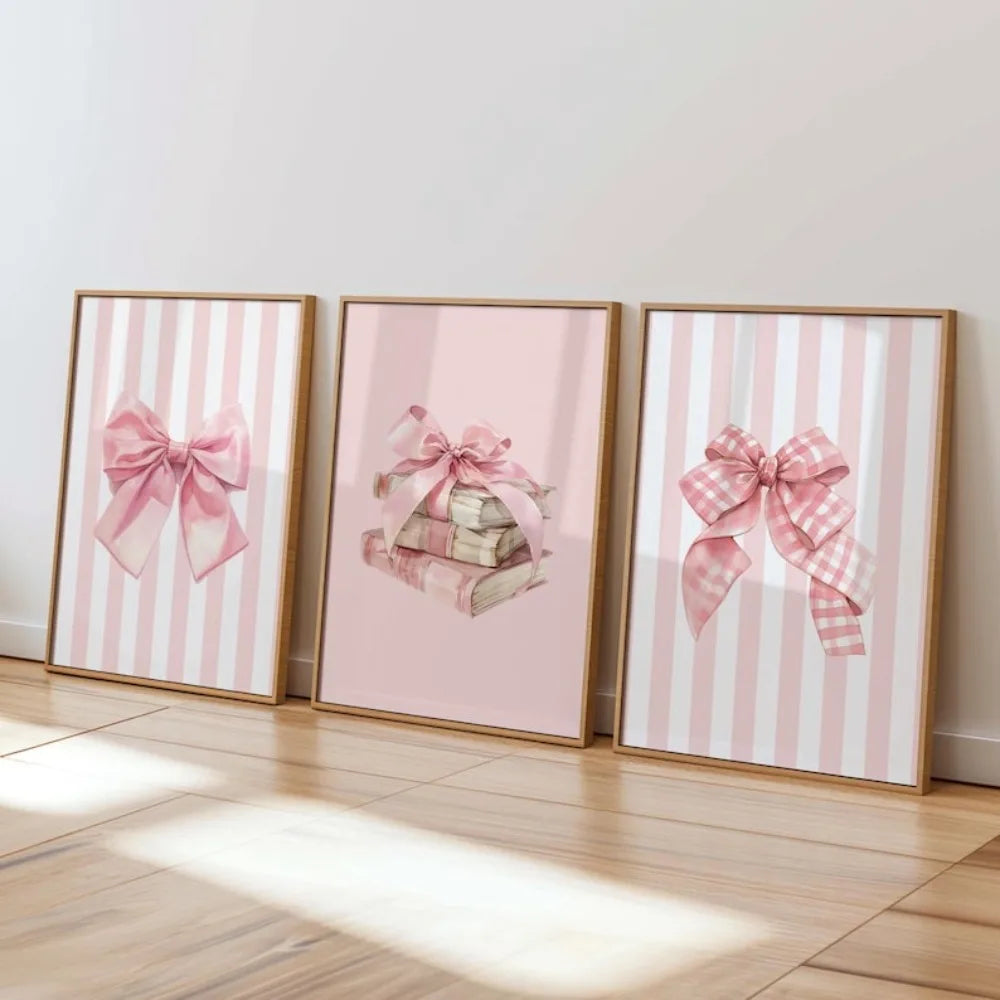 toile d'art classique rose clair abstraite rayures horizontales noix coco chambre ado décoration sans