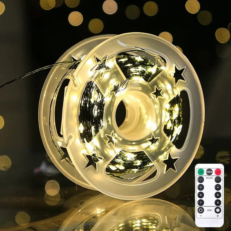 guirlande lumineuse led étoiles blanc vert multicolore télécommande moderne festiveDecoration